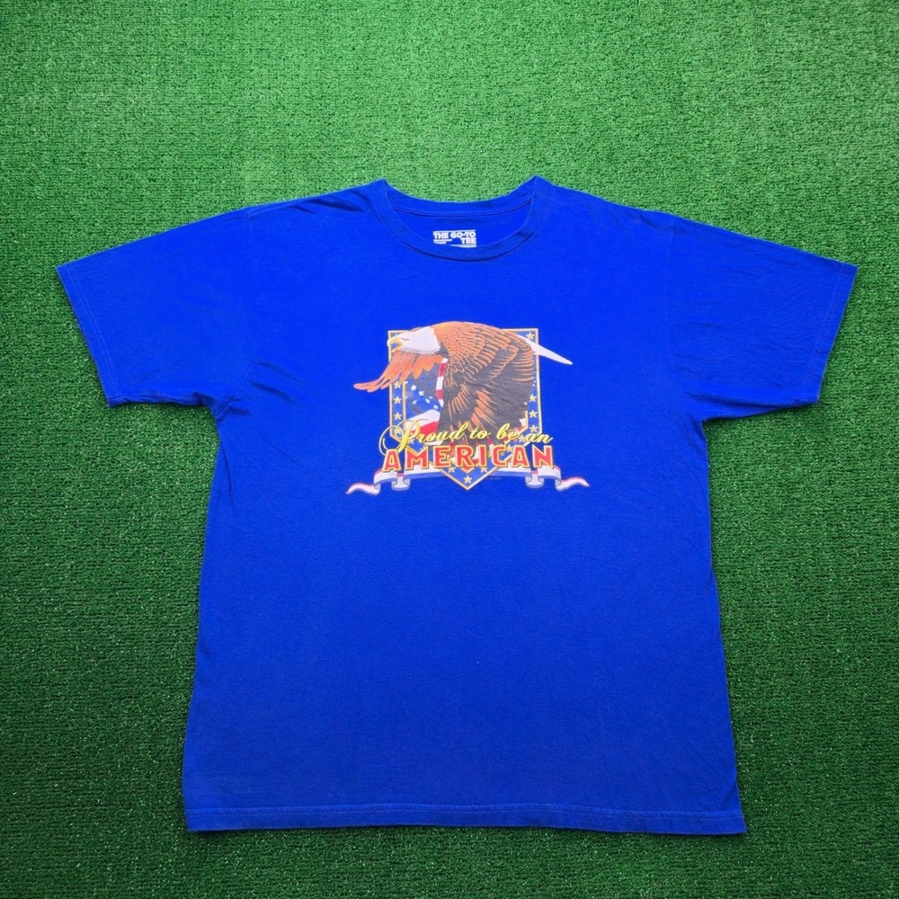 Adidas Shirt Mens XL Blue Proud To Be American Bald Eagle Patriotic Graphic Tee
